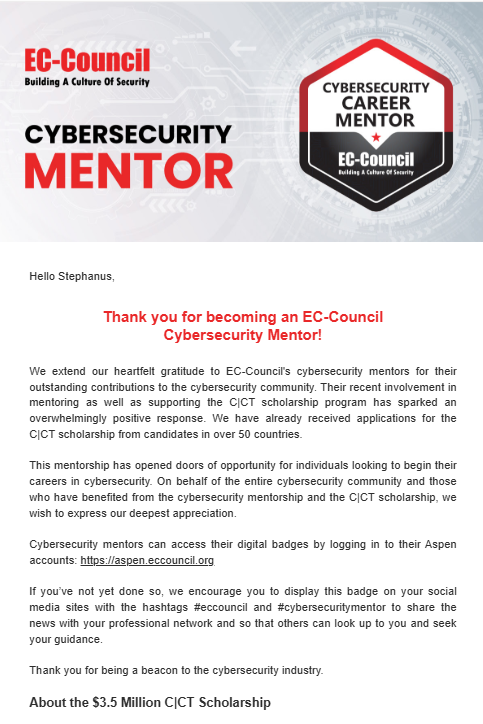 Cybersecurity Mentorship & Recognition